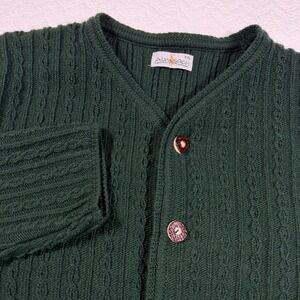 XXL Men's Bavarian Trachten Cardigan - Forest Green Wool Blend - Almsach Germany
